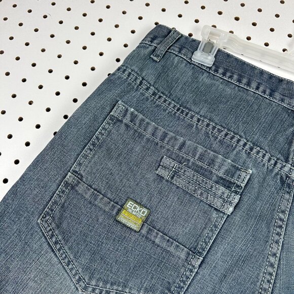 Ecko Y2K Grunge Jean Denim Shorts Size 34 Jorts Skater Punk Rock Logo Stitched - Picture 4 of 8